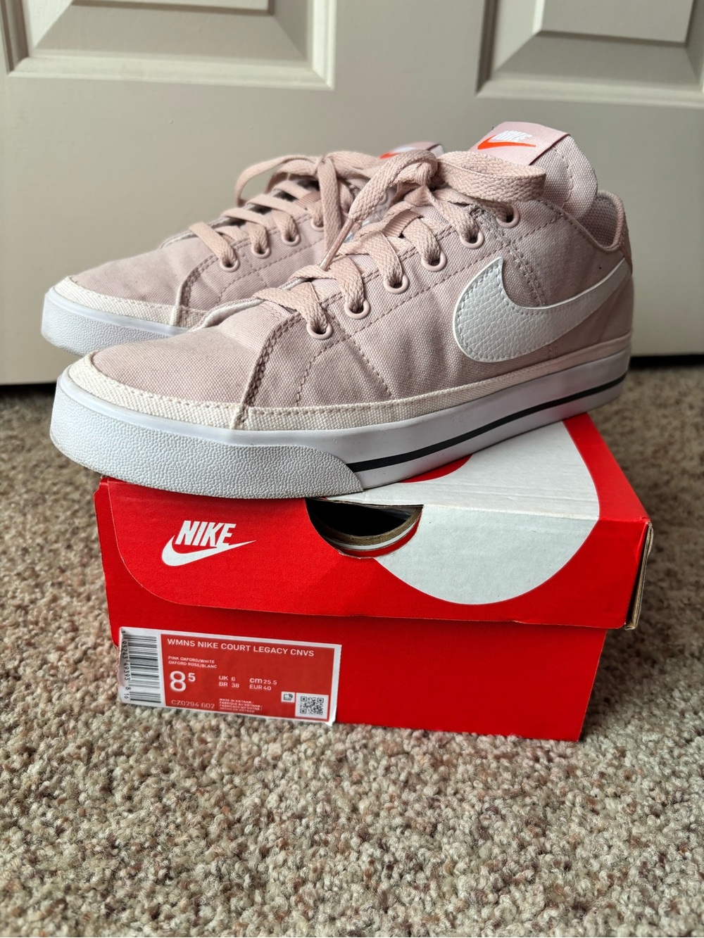 Nike Women’s Court Legacy Canvas Sneakers - Blush Pink & White